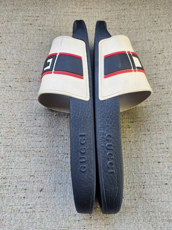 Gucci Men Sandal Shoes Slide Beige/Black Tone Rubber Size 9 Made in Italy Auth main image 10